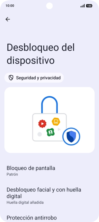 Pulsa Bloqueo de pantalla  e introduce el código de seguridad extra que has creado anteriormente.