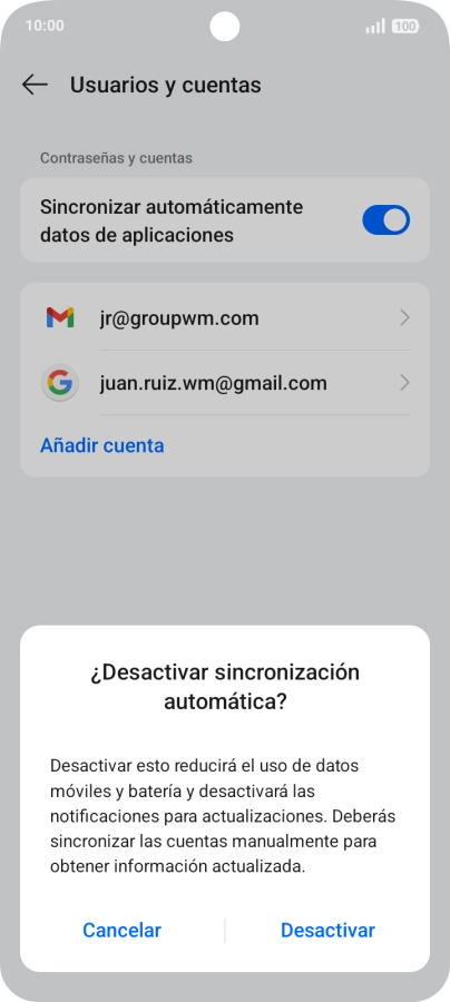 Pulsa Desactivar.