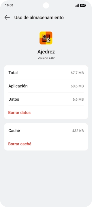Pulsa Borrar caché.