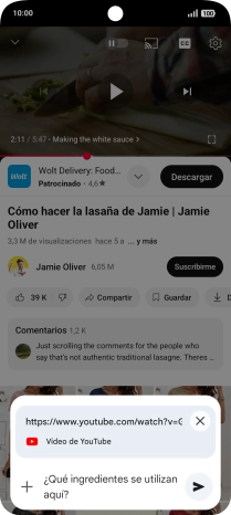 Sigue las indicaciones de la pantalla para escribir o decir en alto la pregunta que quieres hacer del vídeo.