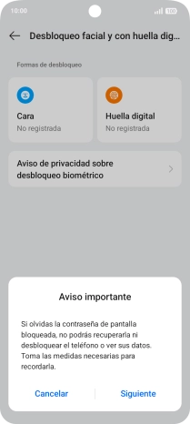 Pulsa Siguiente y sigue las indicaciones de la pantalla para crear un código de seguridad del teléfono adicional.