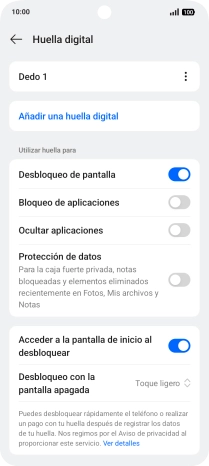 Pulsa los indicadores para activar o desactivar los ajustes deseados.