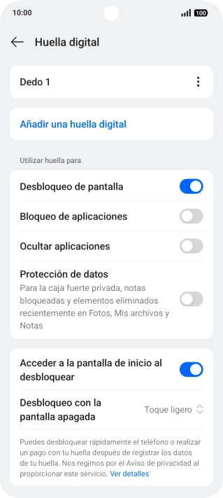 Pulsa los indicadores para activar o desactivar los ajustes deseados.
