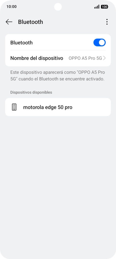 Pulsa el dispositivo Bluetooth deseado y sigue las indicaciones de la pantalla para vincular el dispositivo al teléfono.