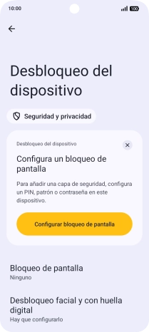 Pulsa Desbloqueo facial y con huella digital.