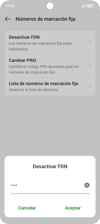Introduce el código PIN2 y pulsa Aceptar.