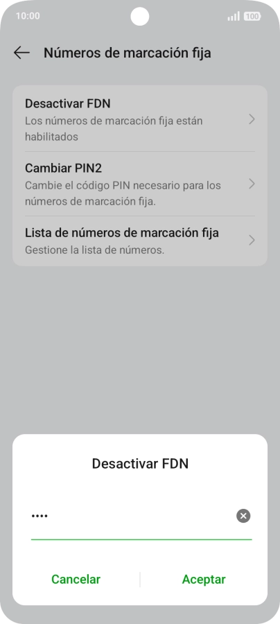 Introduce el código PIN2 y pulsa Aceptar.