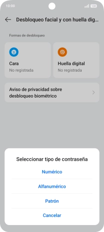 Pulsa el código de seguridad deseado.