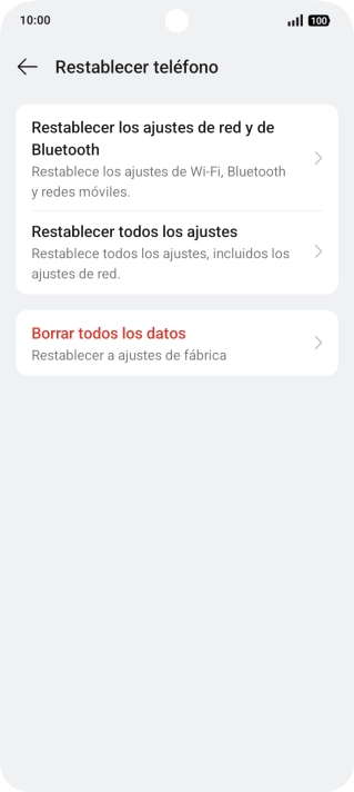 Pulsa Borrar todos los datos.
