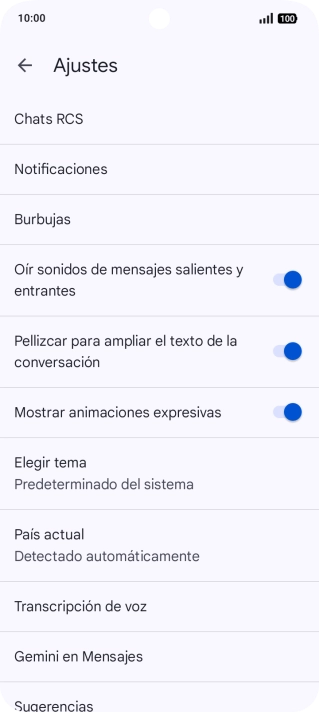 Pulsa Gemini en Mensajes.