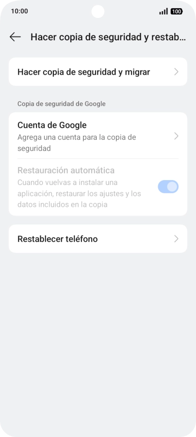 Pulsa Restablecer teléfono.