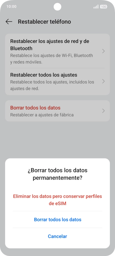 Pulsa el ajuste deseado.