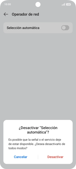 Pulsa Desactivar para desactivar la función y espera mientras el teléfono está buscando redes.
