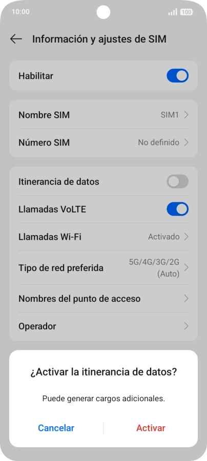 Si activas la función, pulsa Activar.