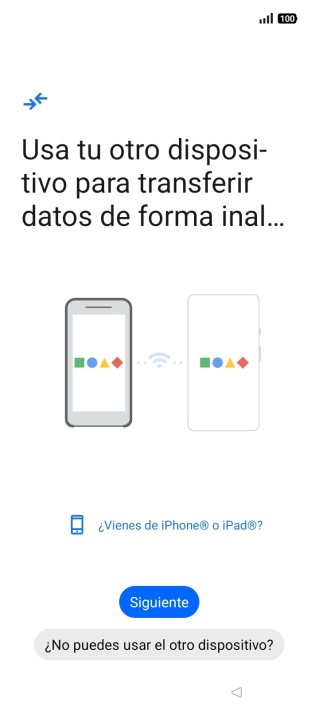 Sigue las indicaciones de la pantalla para transferir contenido desde otro teléfono.