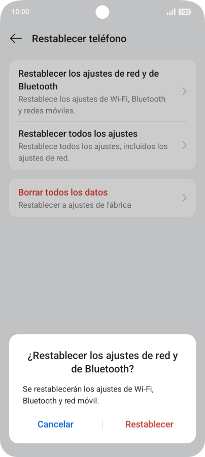 Pulsa Restablecer.