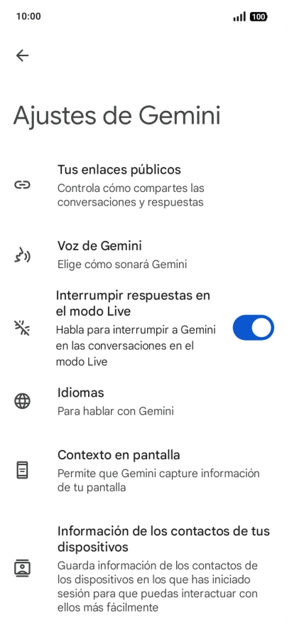 Sigue las indicaciones de la pantalla para seleccionar los ajustes deseados.
