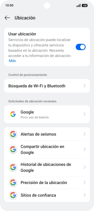 Pulsa Precisión de la ubicación.