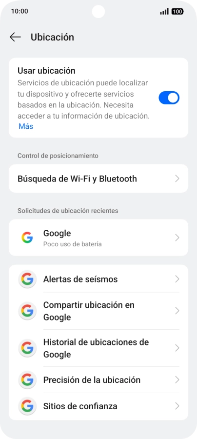 Pulsa Precisión de la ubicación.