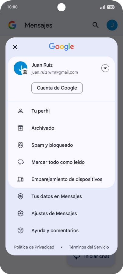 Pulsa Ajustes de Mensajes.