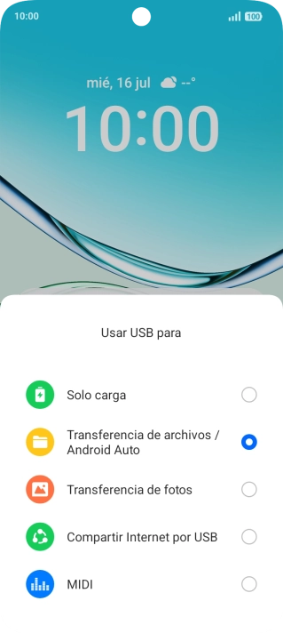 Pulsa Transferencia de archivos / Android Auto.