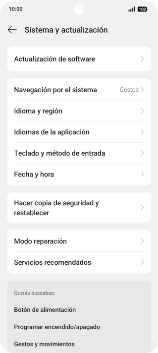 Pulsa Hacer copia de seguridad y restablecer.