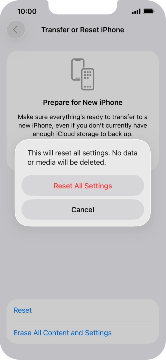 Press Reset All Settings.