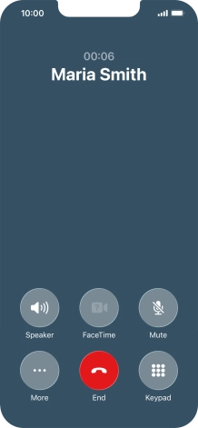 Press the end call icon to end the call and return to the home screen.
