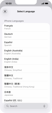 Press the required language.