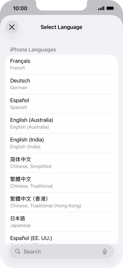 Press the required language.