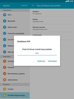 Introduce el código de seguridad deseado y pulsa CONTINUAR.