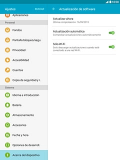 Pulsa Actualizar ahora.Si hay una versión de software nueva disponible, aparecerá en la pantalla.Sigue las indicaciones de la pantalla para actualizar el software de la tablet.