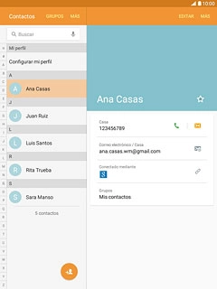 Pulsa el contacto deseado.Los detalles del contacto aparecen ahora en la pantalla.