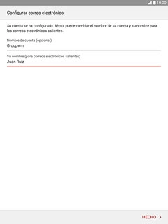 Pulsa HECHO.Espera unos segundos mientras la tablet descarga nuevos correos electrónicos.