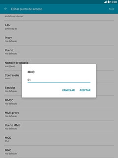 Introduce 01 y pulsa ACEPTAR.
