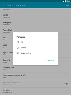 Pulsa Sin especificar.