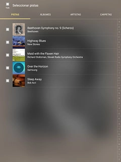 Pulsa los archivos de música deseados para seleccionarlos.