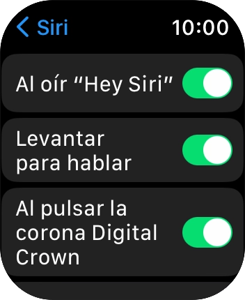 Apple Watch Series 8 Selecciona los ajustes de Siri Ayuda