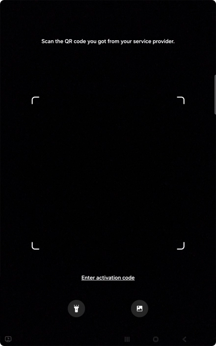 Place the QR code you've received inside the tablet camera frame to scan the code.