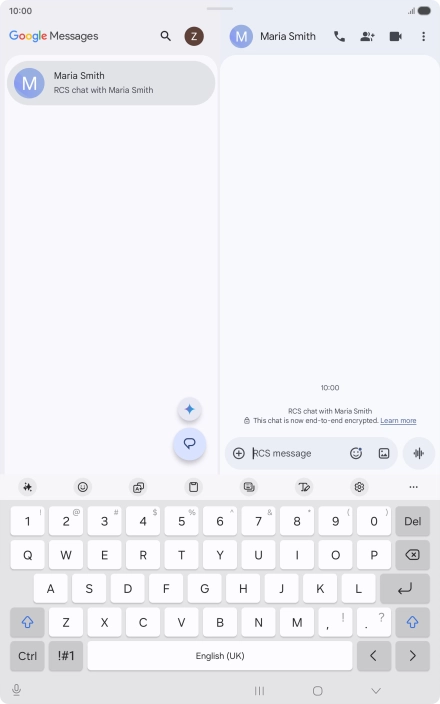 Select an existing conversation or create a new message and press the AI icon.