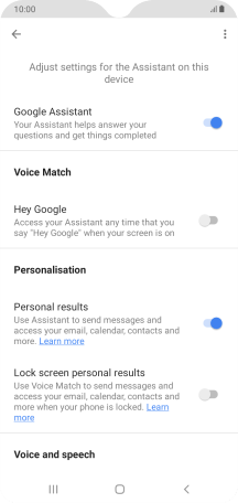 Samsung Galaxy A10 - Select settings for voice control | Vodafone UK