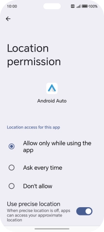 Press the required setting.