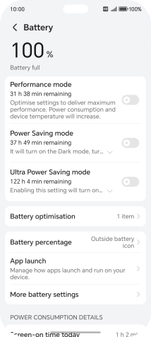 Press More battery settings.