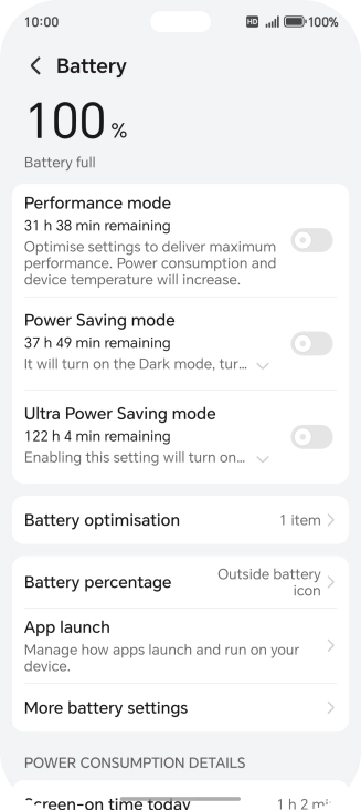 Press More battery settings.