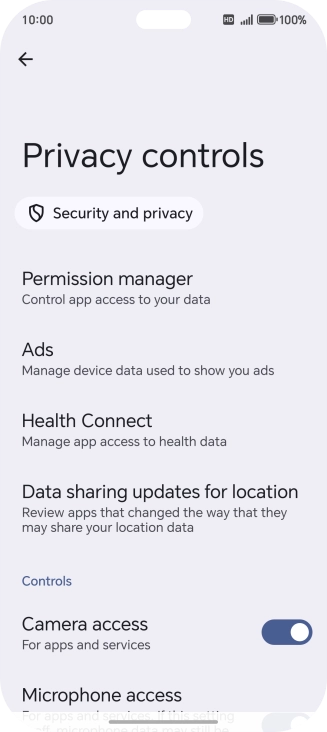 Press Permission manager.