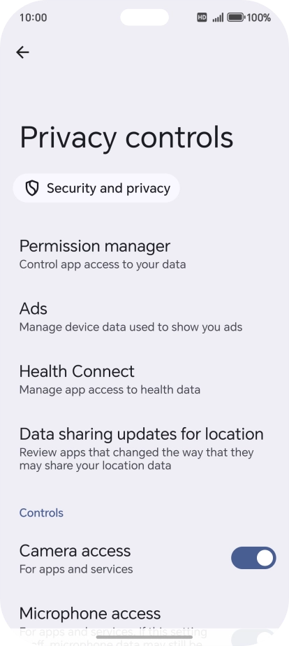 Press Permission manager.