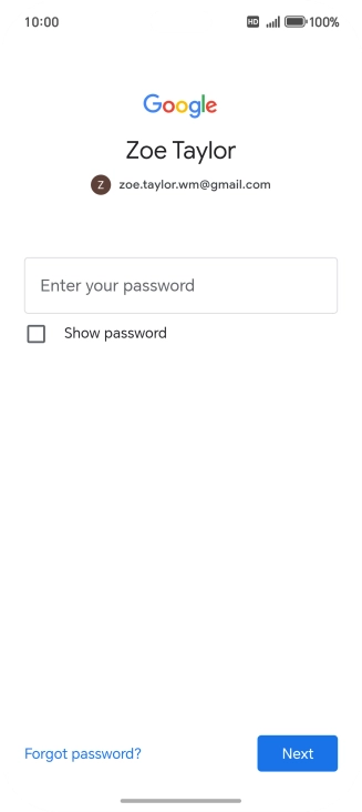 Press Enter your password and key in the password for your Google account.