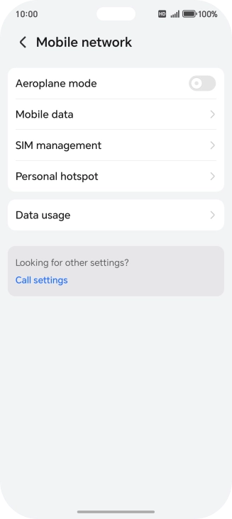 Press Mobile data.