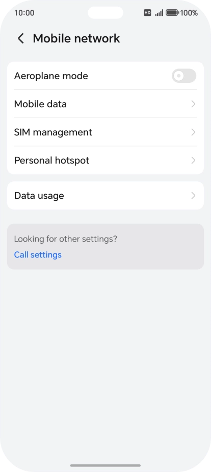 Press Mobile data.