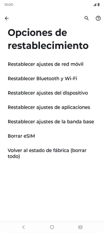 Pulsa Volver al estado de fábrica (borrar todo).